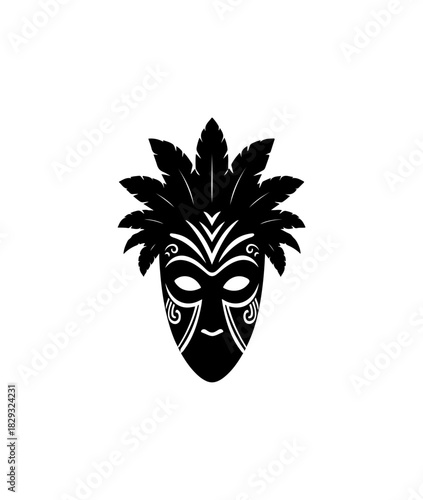 Mysterious masquerade mask with feather headdress for Mardi Gras celebration event design