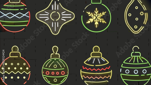 Festive neon Christmas ornament collection brings holiday cheer & sparkle to seasonal designs, adding playful retro touch