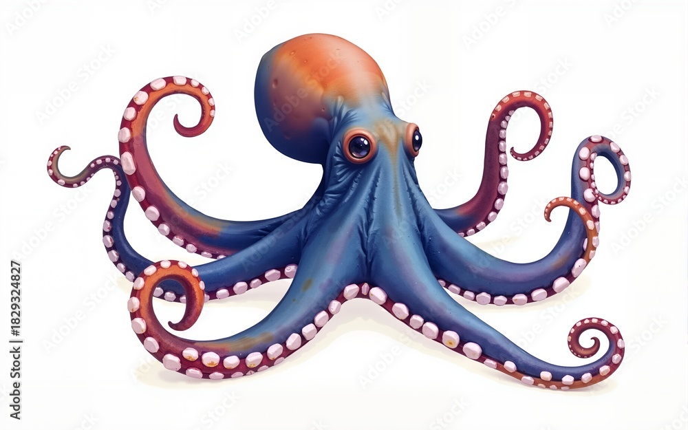 Naklejka premium Octopus in watercolor. High quality