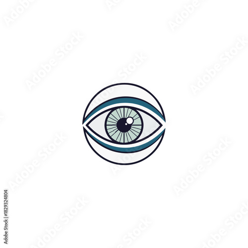 Minimalist circular eye icon, a modern symbol for vision, security, and perception