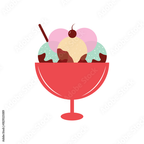 Ice cream in the glass bowl icon
