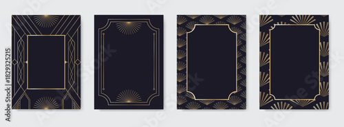 Set of vintage luxury dark background and gold. invitation card Premium design for gala card, grand opening, party invitation, wedding.