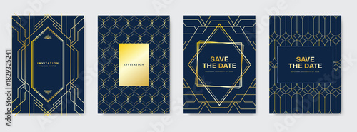 Set of vintage luxury dark background and gold. invitation card Premium design for gala card, grand opening, party invitation, wedding.