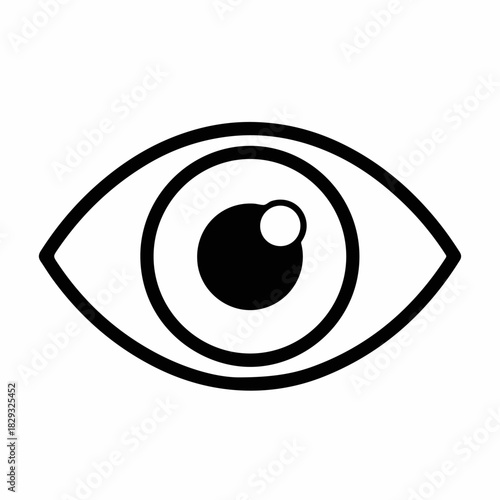 Eye Icon Simple Black and White Outline for Vision and Perspective Representation