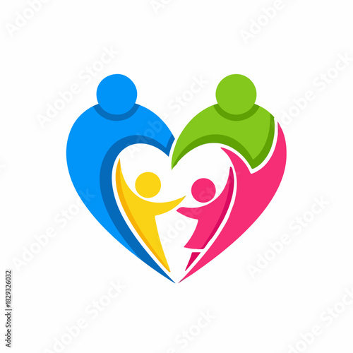 Heart-Shaped Family Unity, Love, and Growth Together Illustration