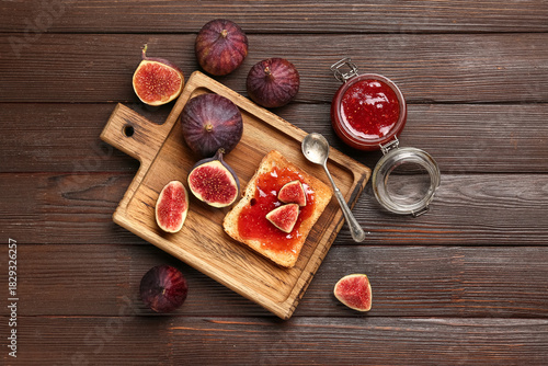 Jar of sweet fig jam and bo...