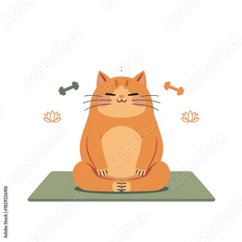 Cute Cat Doing Yoga Vector