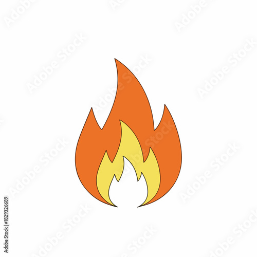 Simple Illustration of a Burning Flame with Orange and Yellow Colors