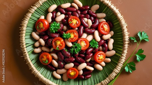 Vegan Baked Kidney Beans, White Beans, and Fresh Tomato Dish