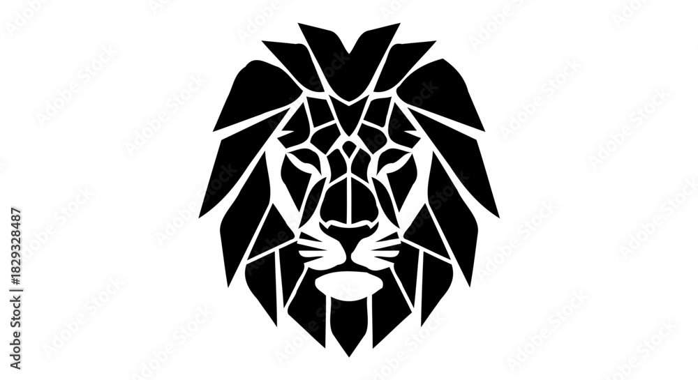 Fototapeta premium Black Geometric Lion Head Vector