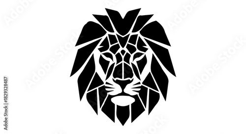 Black Geometric Lion Head Vector