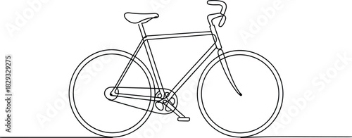 Black line art bicycle on white background bike transport