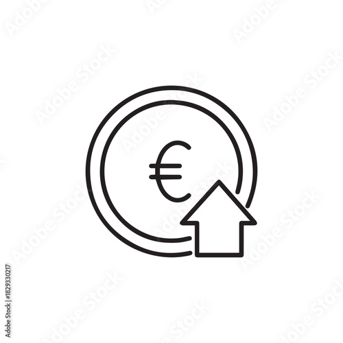 Euro Coin Up Arrow Icon – European Currency Growth Line Symbol