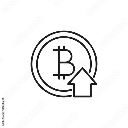 Bitcoin Increase Icon – BTC Up Arrow Cryptocurrency Growth Symbol