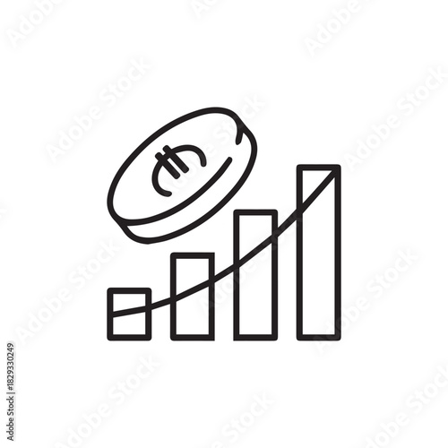 Rupee Coin Growth Icon – India Currency Up Trend Line Finance Symbol