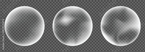 Three shiny and luminous sphere forms are displayed against a fully transparent background