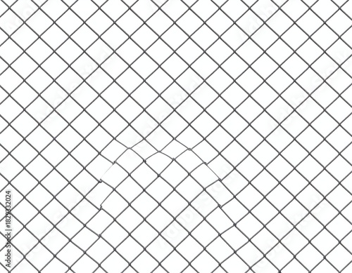 An abstract image showing a section of a mesh wire fence with a distorted area