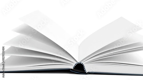 Open Book With White Pages Isolated On White Background With Subtle Shadows And Details