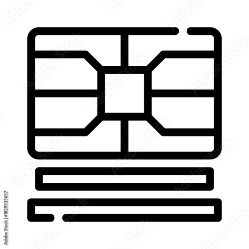 Black and white chip card icon for payment or security systems. Ideal for finance apps, websites, and cybersecurity graphics.
