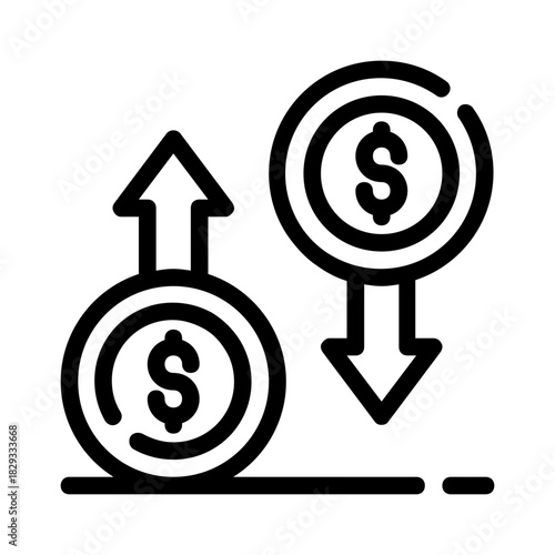 Money or investment fluctuation icons suitable for finance presentations, economic articles, and stock market analysis reports. Ideal for financial infographics and blog posts.
