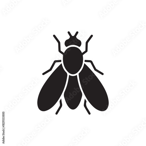 House Fly Insect Silhouette Icon.