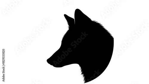 Cunning Fox Head Profile Silhouette, Wild Forest Animal Icon on Isolated White Background