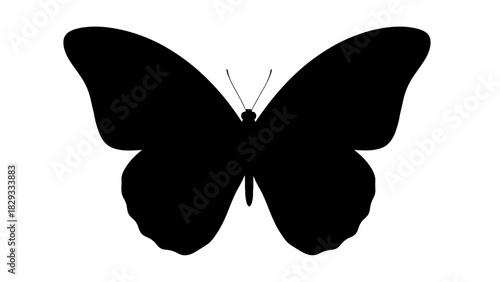 Elegant Butterfly Silhouette Vector Icon, Insect Nature Symbol on Isolated White Background