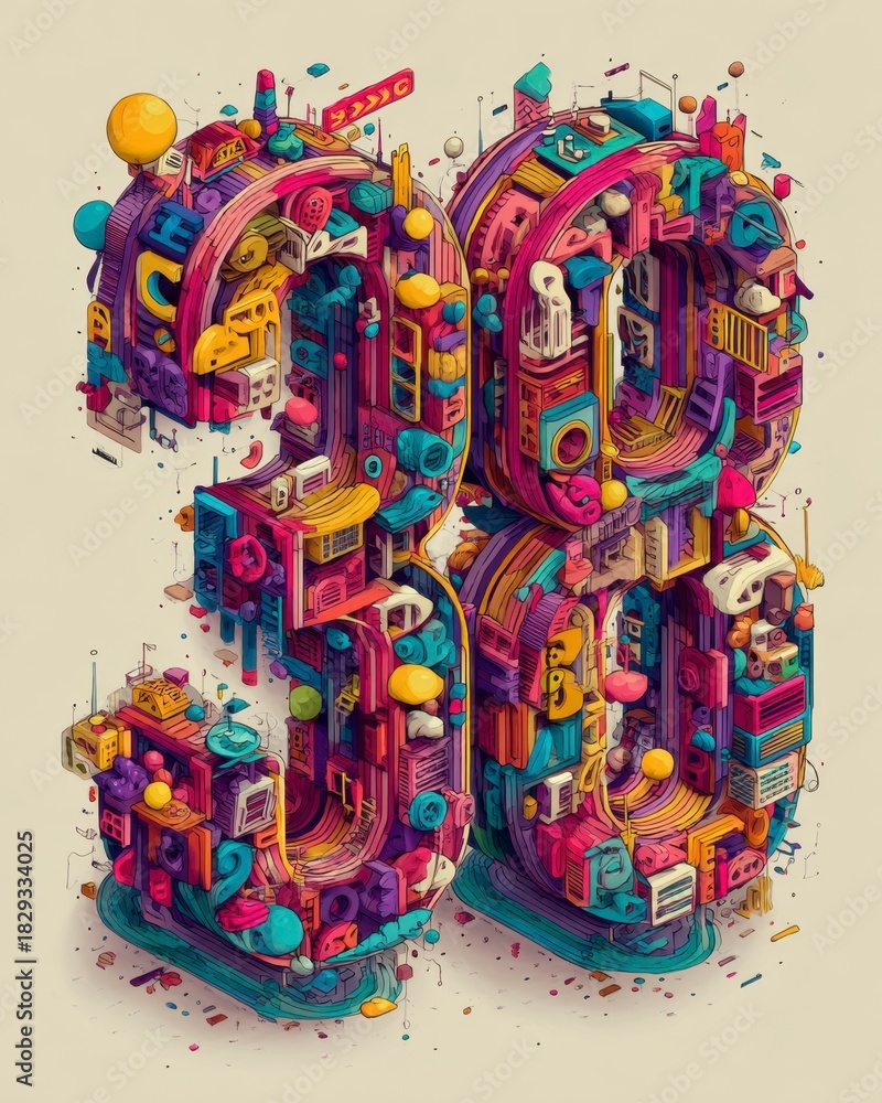 Fototapeta premium Colorful Three-Dimensional Number Design for Modern Concepts