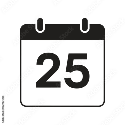 Calendar showing date 25 representing important day holiday event christmas day