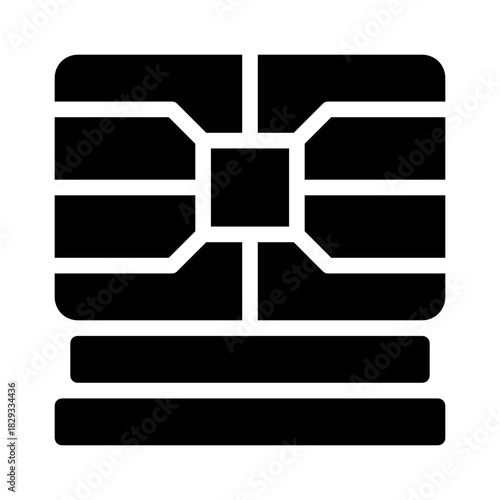 Black and white chip card icon for payment or security systems. Ideal for finance apps, websites, and cybersecurity graphics.
