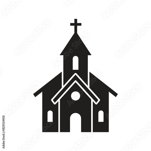 Traditional church building with cross on top symbolizing christmas worship and holiday religious gathering