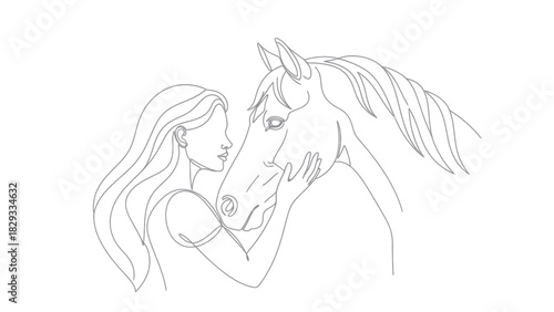 A woman gently caresses a horse's face, sharing an intimate moment of connection.