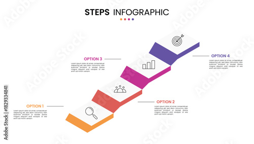 4 step stairs diagram isometric infographic element design for business timeline. Presentation template ladder elements