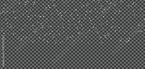 White snow flurries fall softly against the transparent background creating a peaceful winter scene