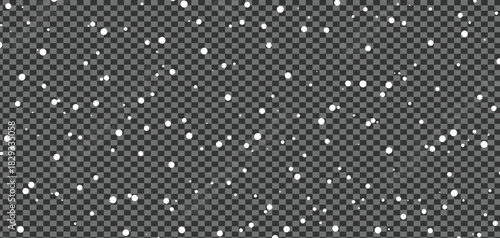 White snow flurries fall softly against the transparent background creating a peaceful winter scene