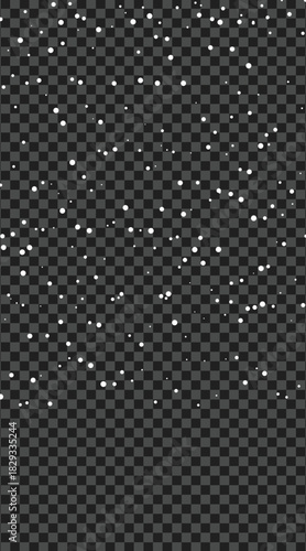 White snow flurries fall softly against the transparent background creating a peaceful winter scene