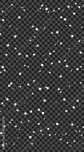 White snow flurries fall softly against the transparent background creating a peaceful winter scene