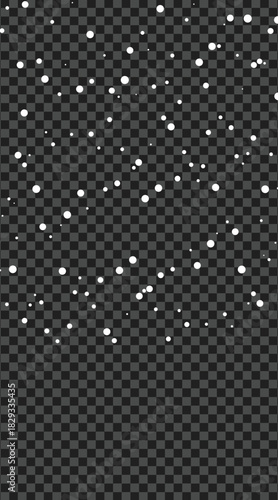 White snow flurries fall softly against the transparent background creating a peaceful winter scene