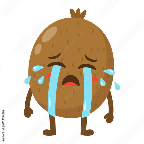Crying Kiwi Fruit Cartoon Character