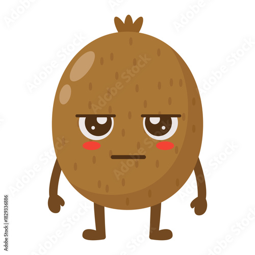 Grumpy Kiwi Fruit Character with Arms and Legs