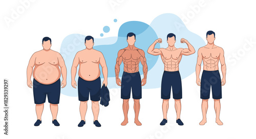 Powerful transformation showing incredible fitness progress and motivation for healthy lifestyle changes, demonstrating weight loss and muscle gain success