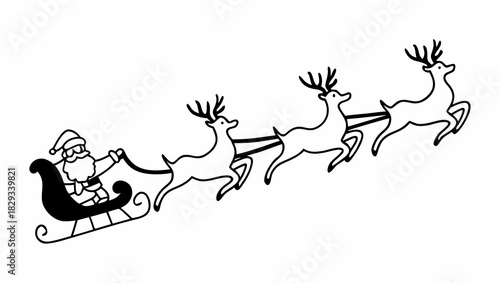 Santa Claus delivering joy with reindeer sleigh, spreading Christmas cheer and holiday magic, a festive icon for winter celebrations and seasonal greetings