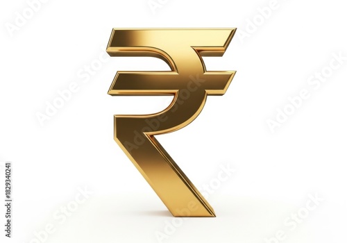 Gold indian rupee symbol 3d rendered isolated