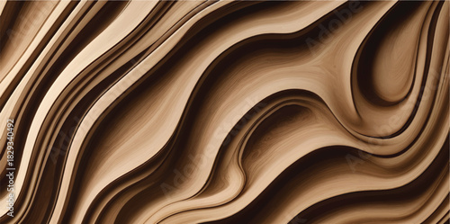 Abstract dark brown chocolate wave pattern with golden silk texture design