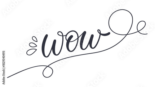 Expressive handwritten 'Wow' typography evokes excitement and delight, perfect for adding a playful touch to social media, branding, and creative projects