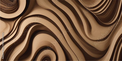 Soft brown wood texture pattern with a light, smooth curve design for a vector illustration backdrop