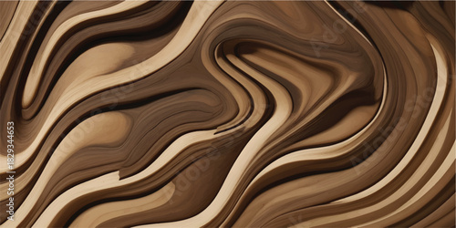 Dark brown chocolate texture background with liquid gold metallic wave pattern design