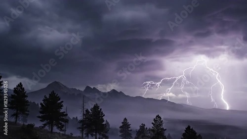 Wind swept natural elements, like swaying trees or churning ocean waves, reacting violently to the powerful gusts and atmospheric pressure changes of the storm.
