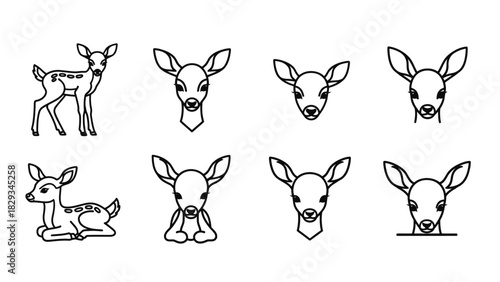 Minimalist deer vector illustration with various poses perfect for design element