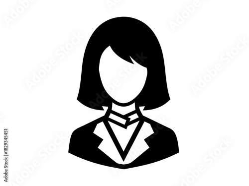 Businesswoman avatar icon in vector graphic design featuring a shoulder-length hair style